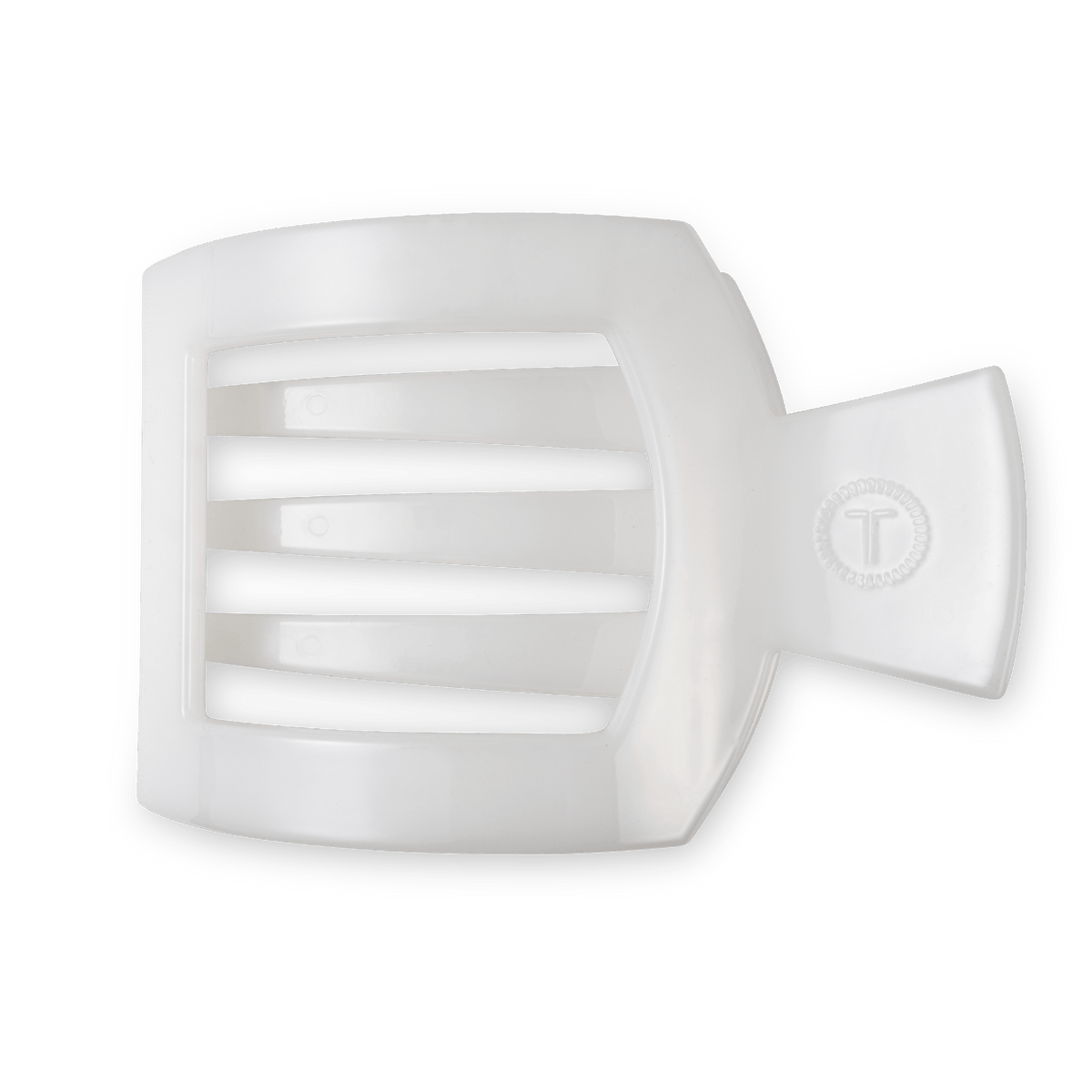 Coconut White Large Flat Square Hair Clip | TELETIES 4.5" Nearly Unbreakable White Claw Clip