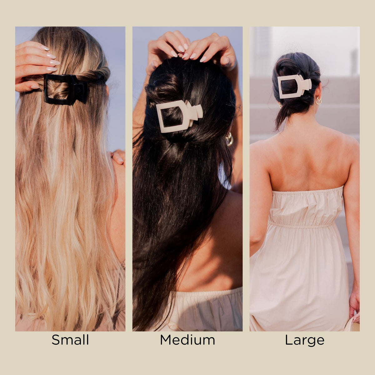 Coconut White Large Flat Square Hair Clip | TELETIES 4.5" Nearly Unbreakable White Claw Clip