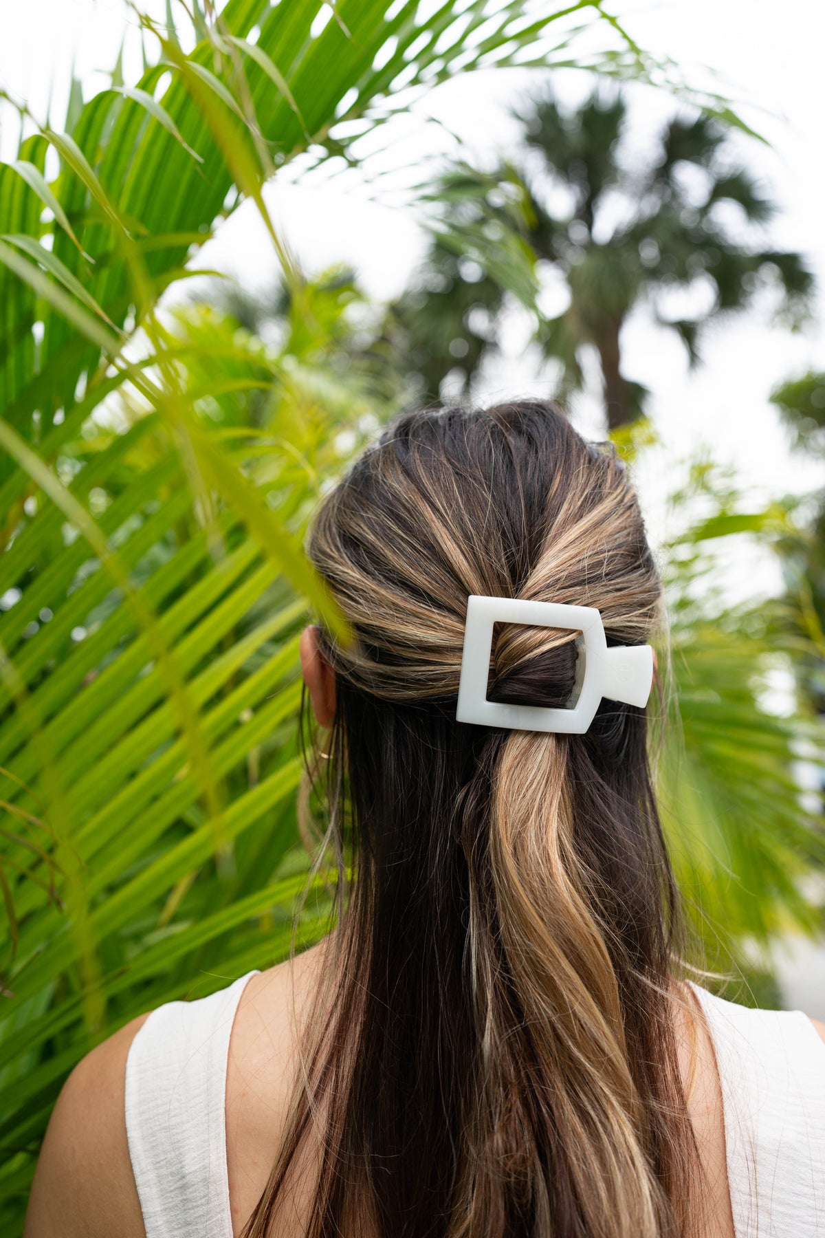 Coconut White Medium Flat Square Hair Clip | TELETIES 3.6" Nearly Unbreakable White Claw Clip