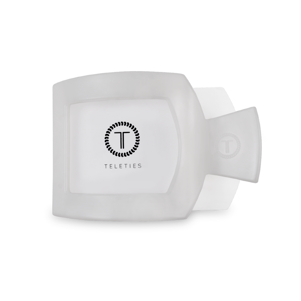 Coconut White Medium Flat Square Hair Clip | TELETIES 3.6" Nearly Unbreakable White Claw Clip