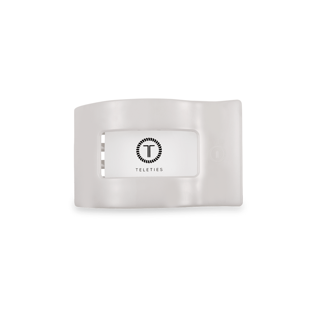 Coconut White Small Flat Rectangle Hair Clip | TELETIES 3.25" Nearly Unbreakable White Claw Clip