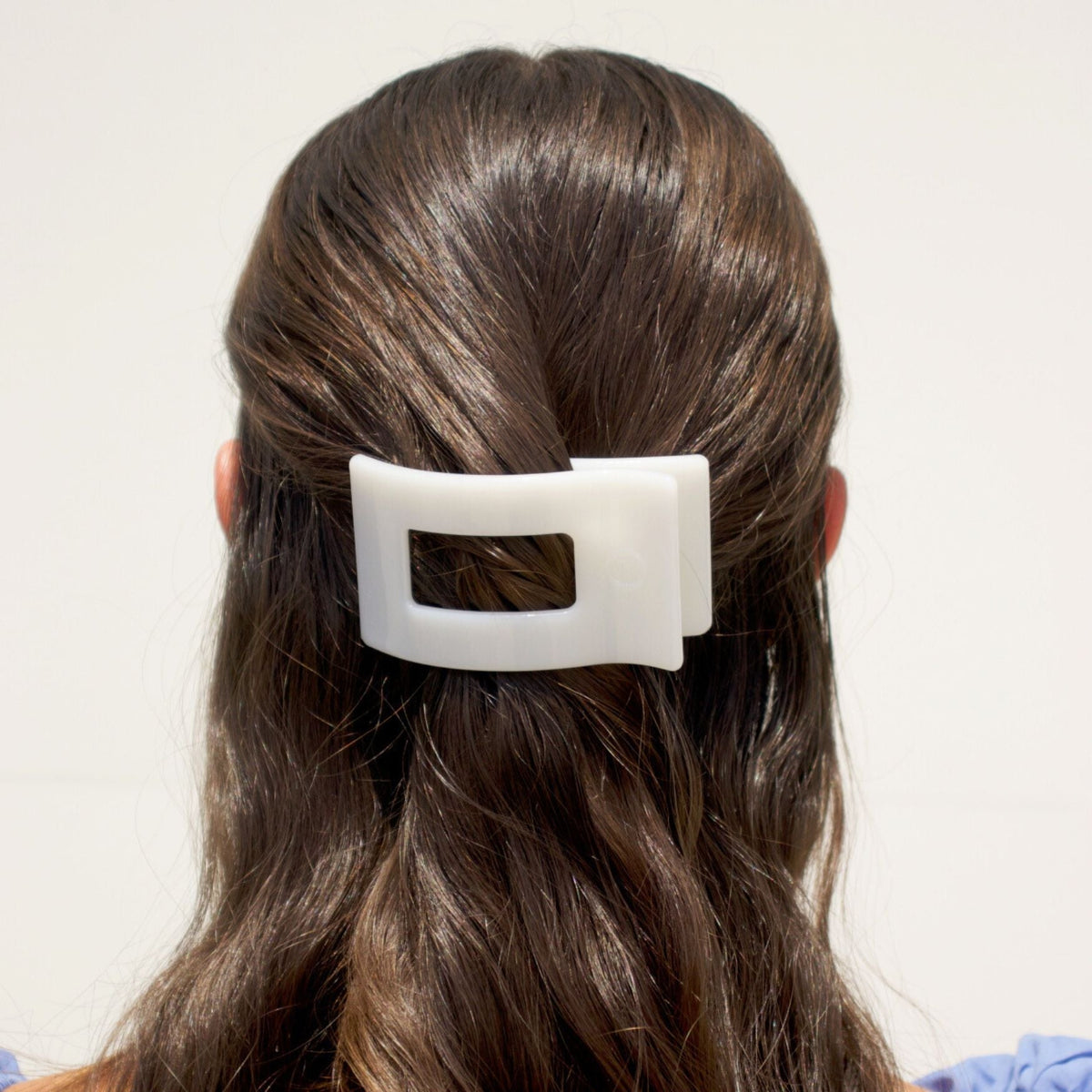 Coconut White Small Flat Rectangle Hair Clip | TELETIES 3.25" Nearly Unbreakable White Claw Clip