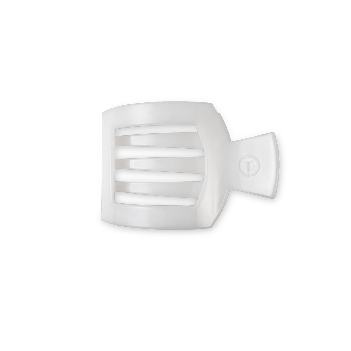 Coconut White Small Flat Square Hair Clip | TELETIES 3.4" Nearly Unbreakable White Claw Clip