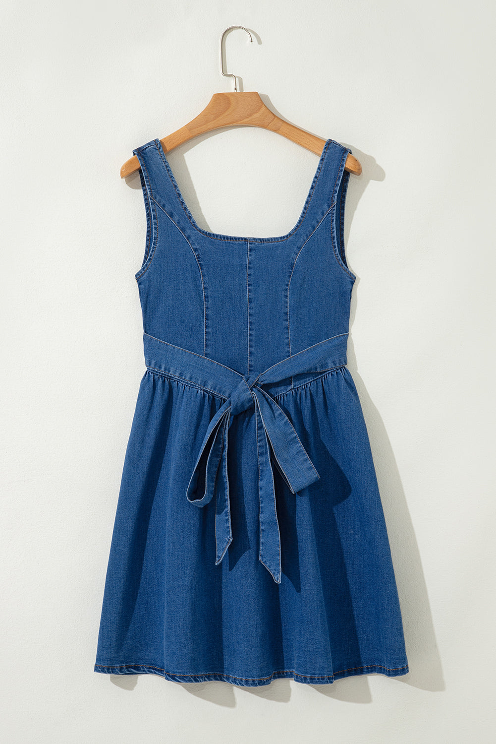 Emily Square Neck Bowknot A-line Denim Dress