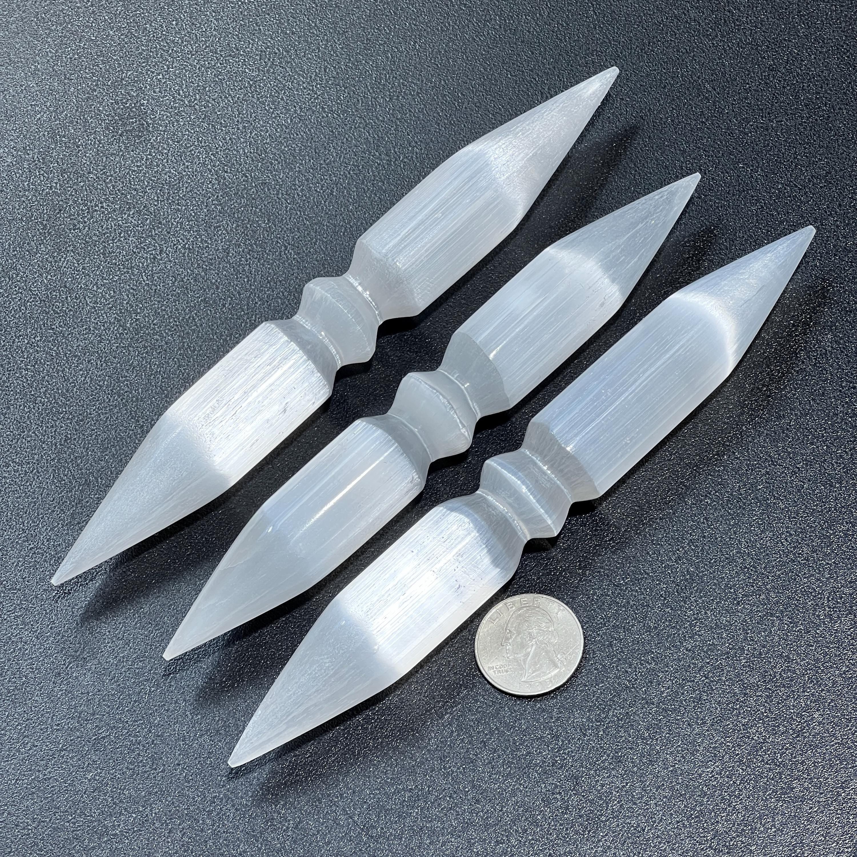 Selenite Crystal Wand Double Point Polished Carving