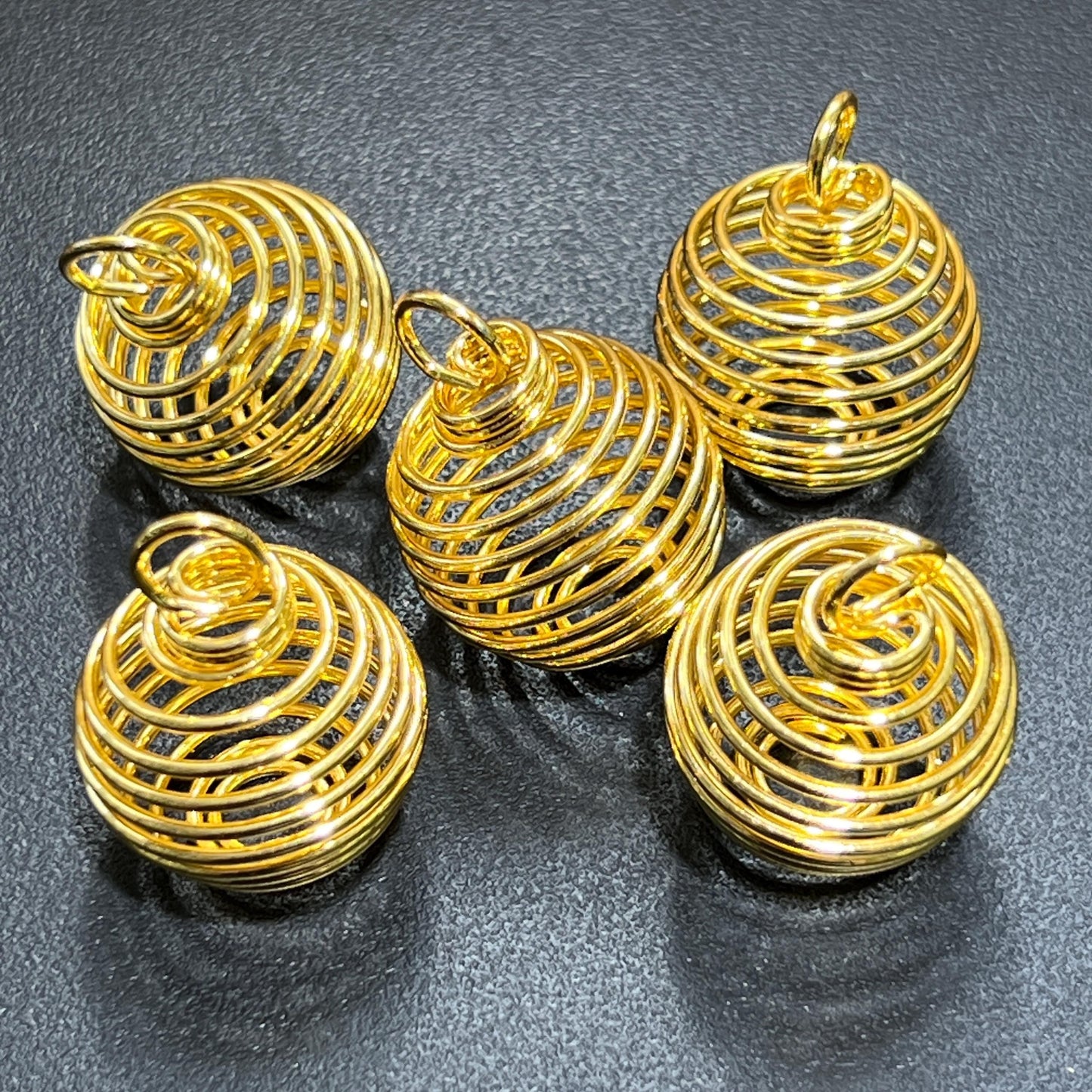 Crystal Gem Holder Spiral Cage Pendants (Silver, Gold, or Copper Plated) Circle Square