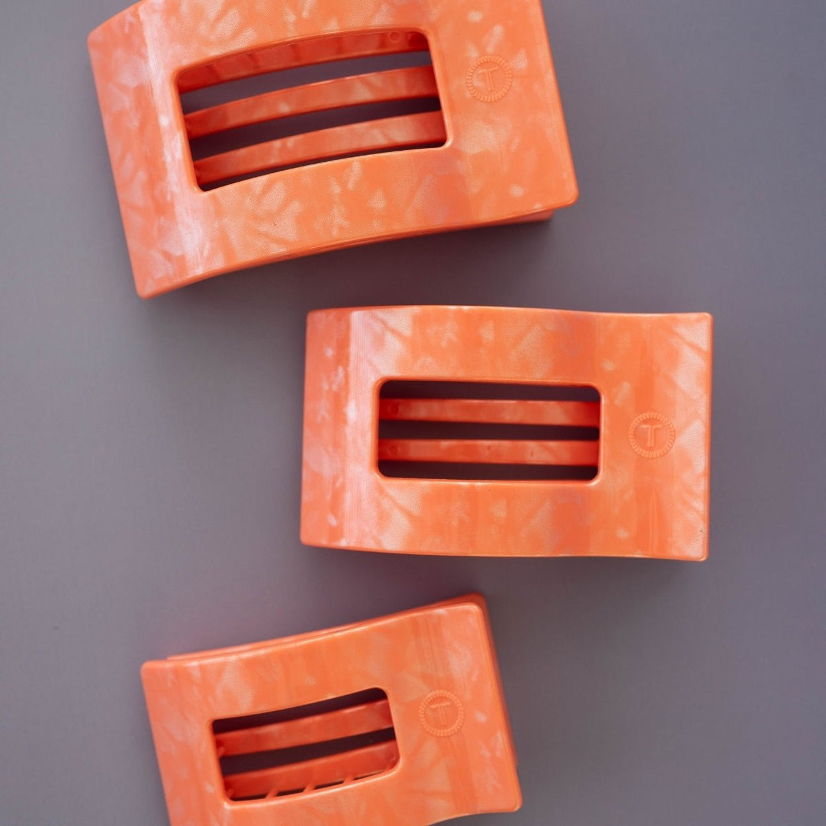 Dreamsicle Large Flat Rectangle Hair Clip | TELETIES 4" Nearly Unbreakable Orange Claw Clip