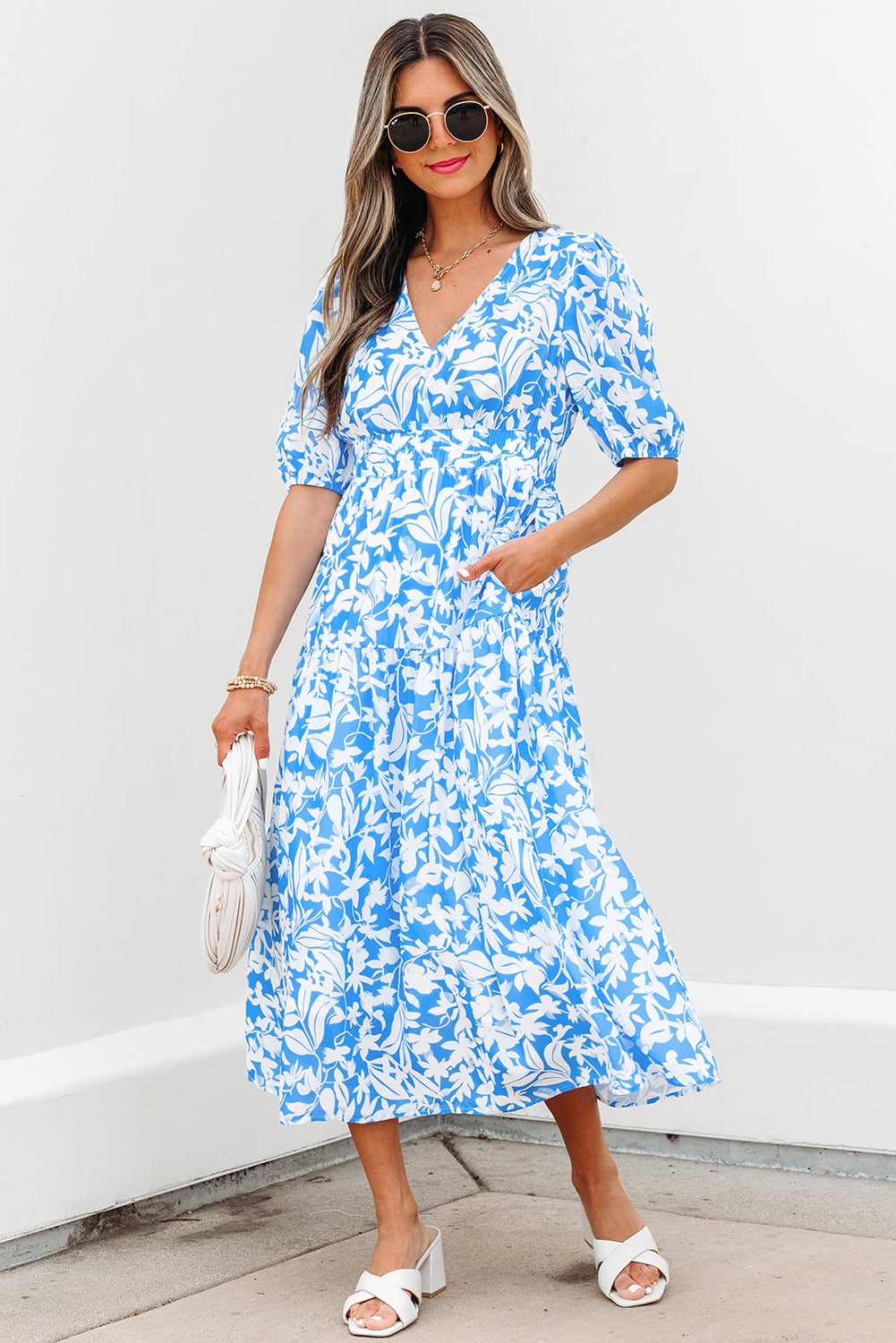 Shannon Floral V Neck Long Dress