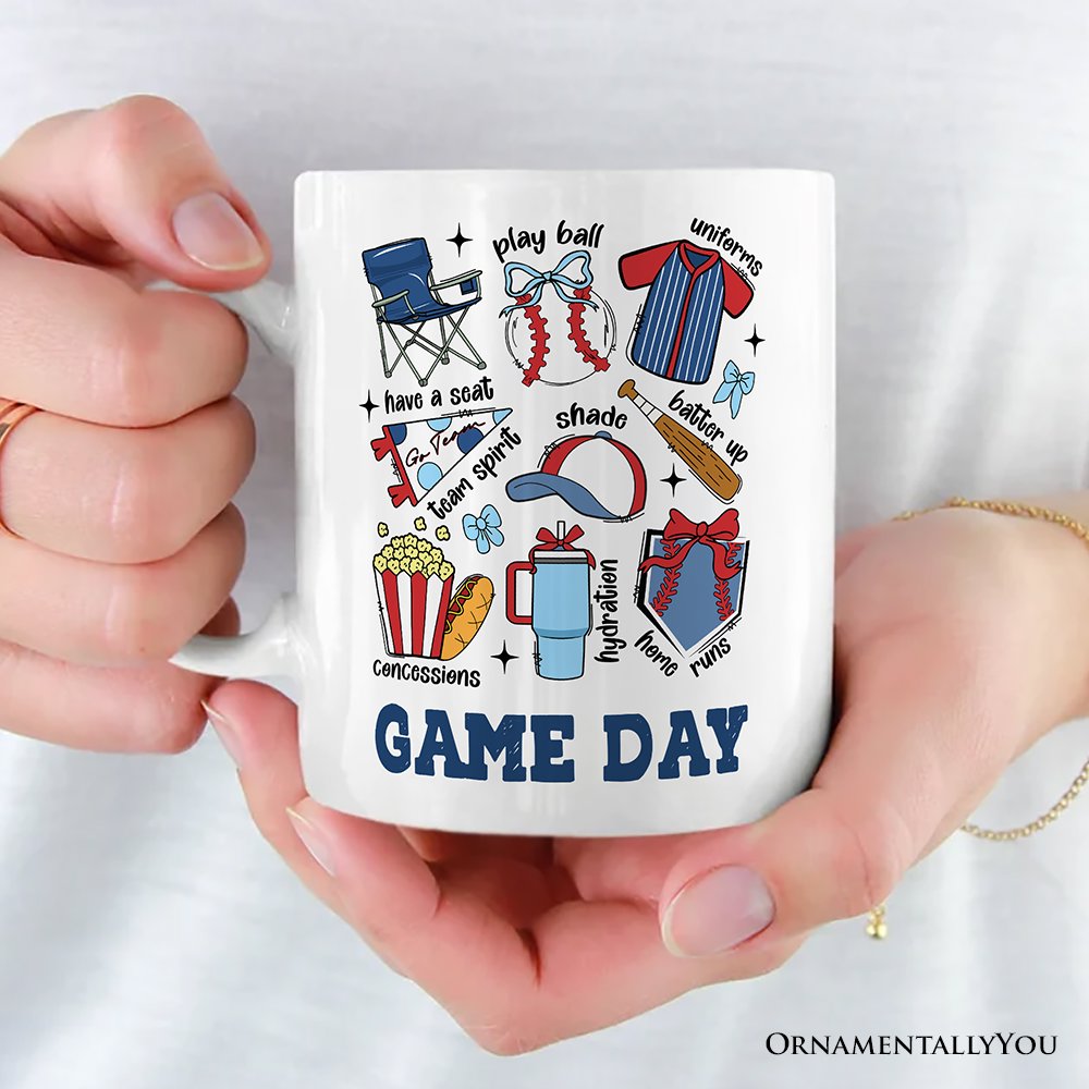 Retro Game Day Baseball Personalized Mug, Sports Lover Gift with Custom Name
