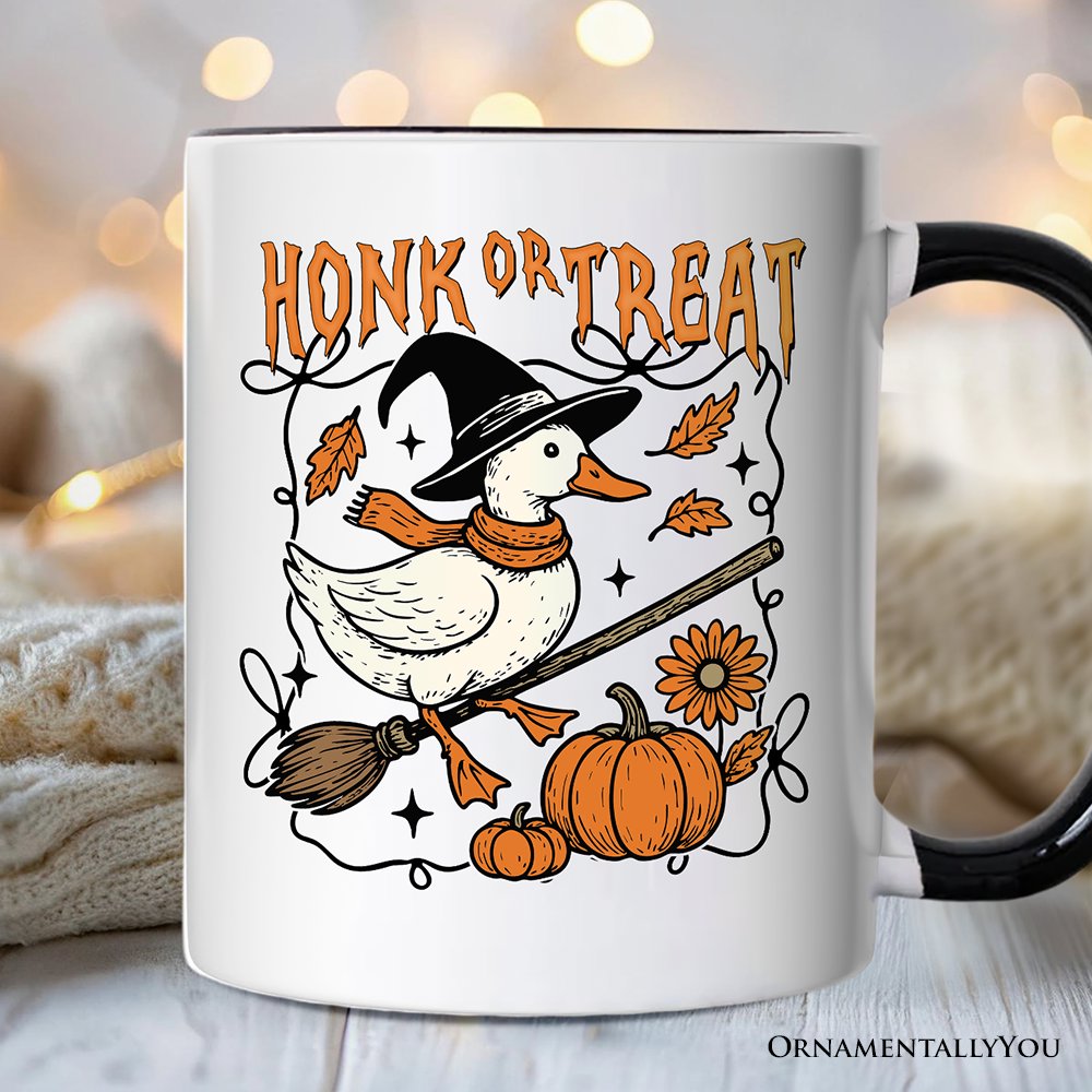 Honk or Treat Goose Personalized Mug, Hilarious Halloween Gift with Custom Name