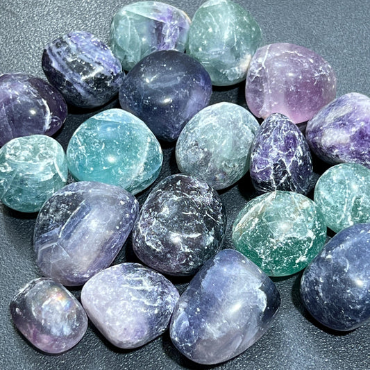 Rainbow Fluorite Crystal Tumbled Stones (By The Piece or Pound)