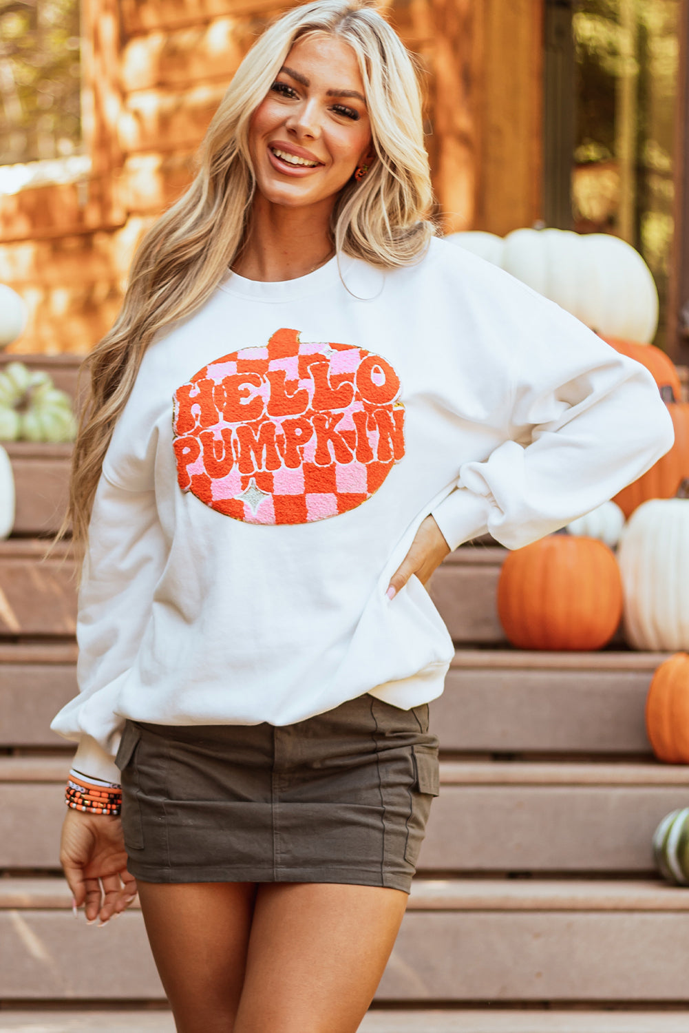 Blair Halloween Pumpkin Patched Pullover Sweatshirt
