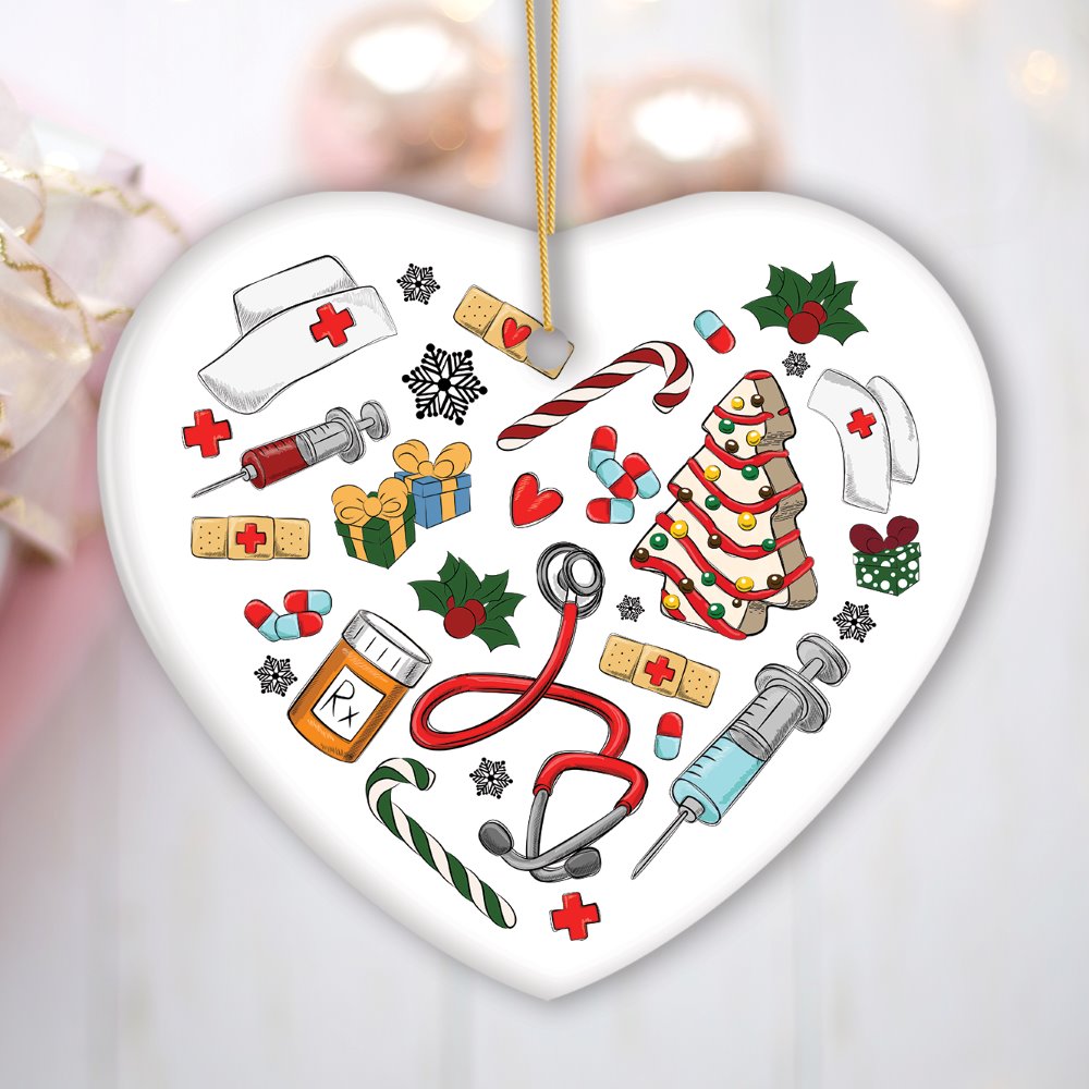 Cute Christmas Ornament Nursing Set, Bundle of Four Nurse Themed Gifts
