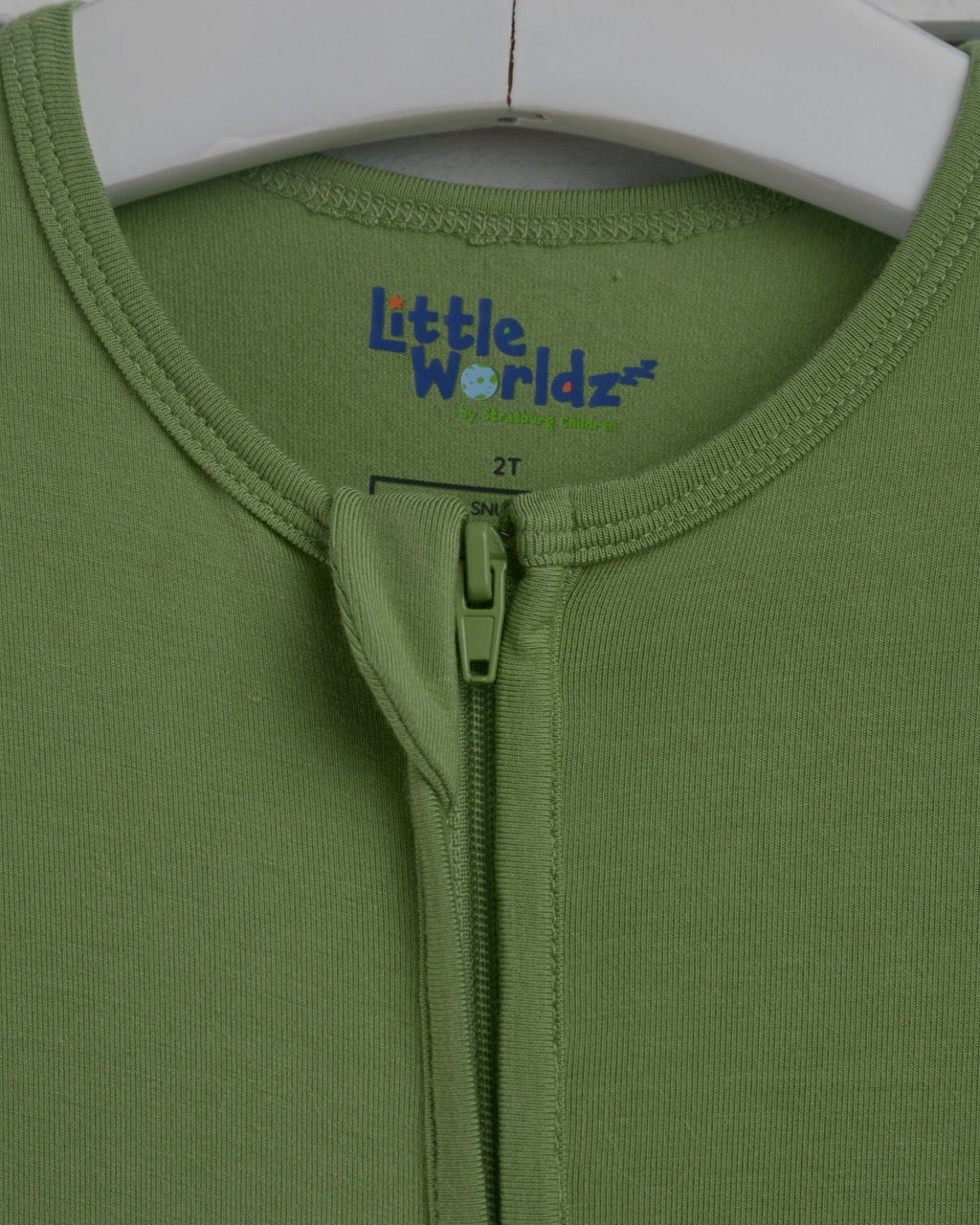 Green Bamboo Zipper Footie