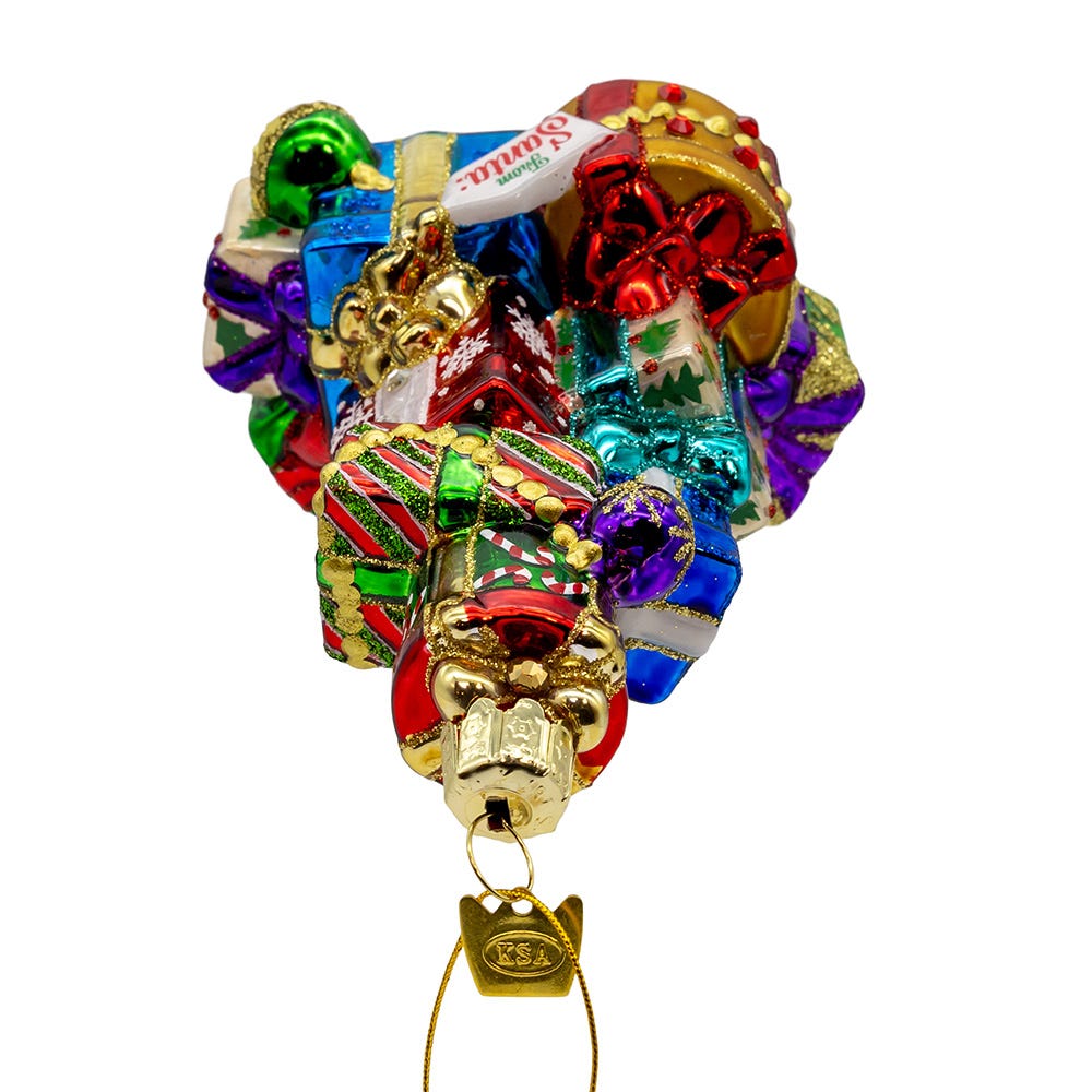 Bellissimo Glass Stacked Presents Ornament