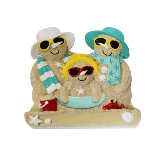 Sandman Family of 3 Personalized Christmas Ornament