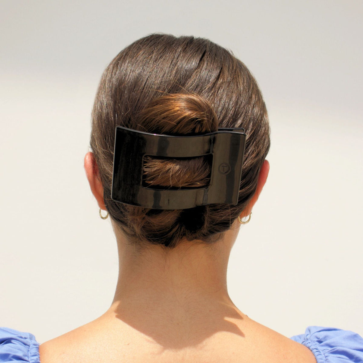 Jet Black Large Flat Rectangle Hair Clip | TELETIES 4" Nearly Unbreakable Black Claw Clip