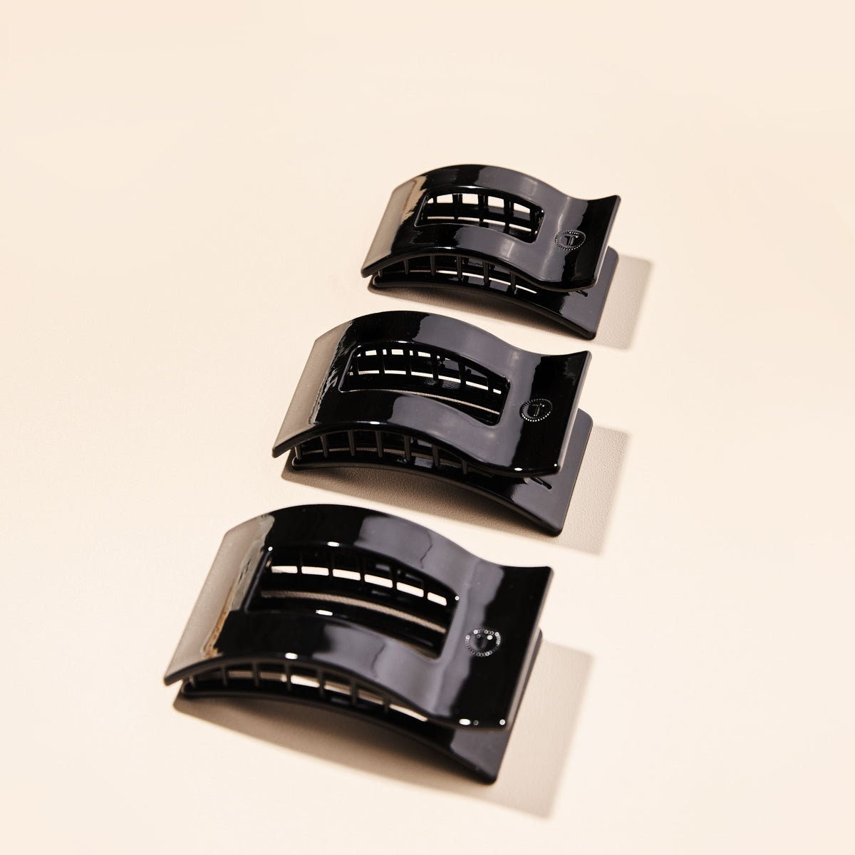 Jet Black Large Flat Rectangle Hair Clip | TELETIES 4" Nearly Unbreakable Black Claw Clip