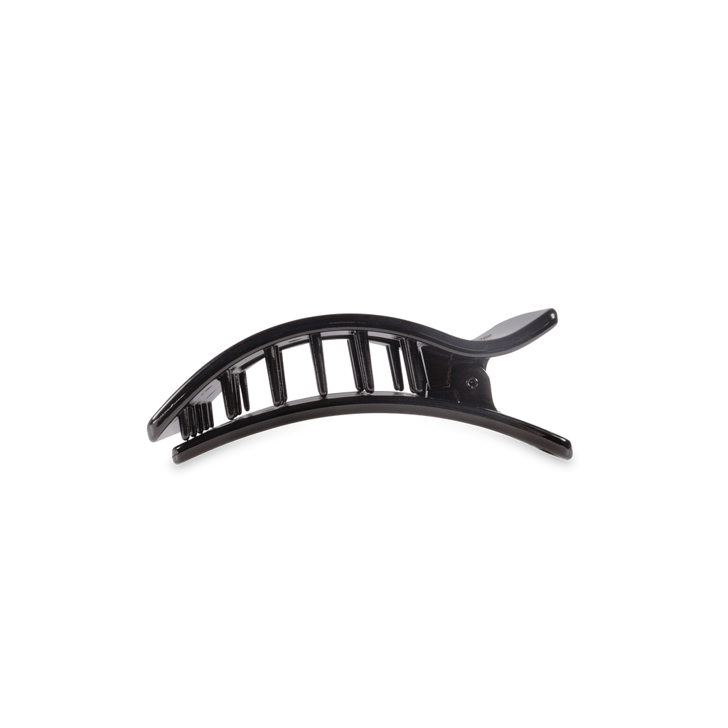 Jet Black Small Flat Rectangle Hair Clip | TELETIES 3.25" Nearly Unbreakable Black Claw Clip