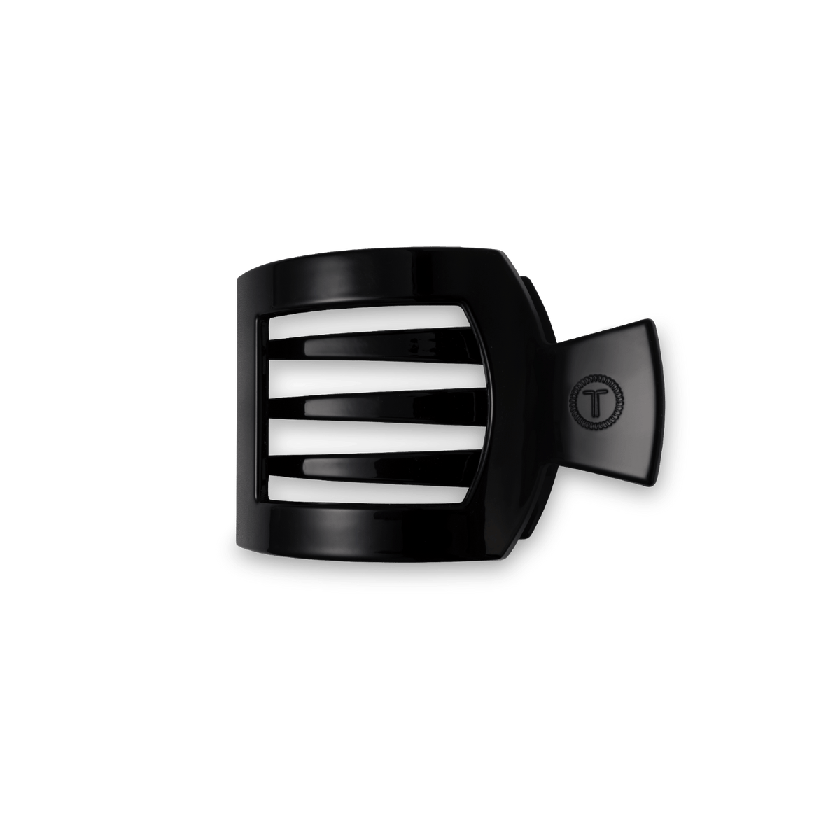Jet Black Small Flat Square Hair Clip | TELETIES 3.4" Nearly Unbreakable Black Claw Clip