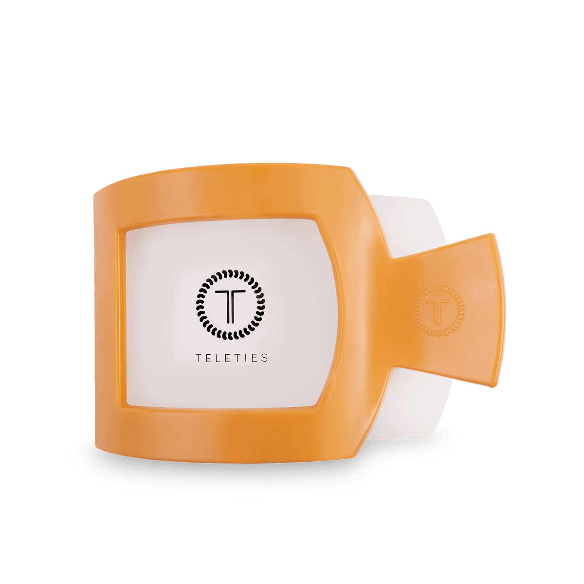 Mango for It! Large Flat Square Hair Clip | TELETIES 4.5" Nearly Unbreakable Orange Claw Clip