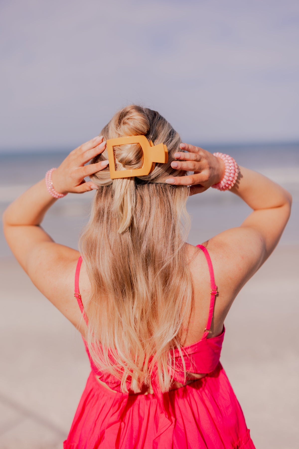 Mango for It! Large Flat Square Hair Clip | TELETIES 4.5" Nearly Unbreakable Orange Claw Clip