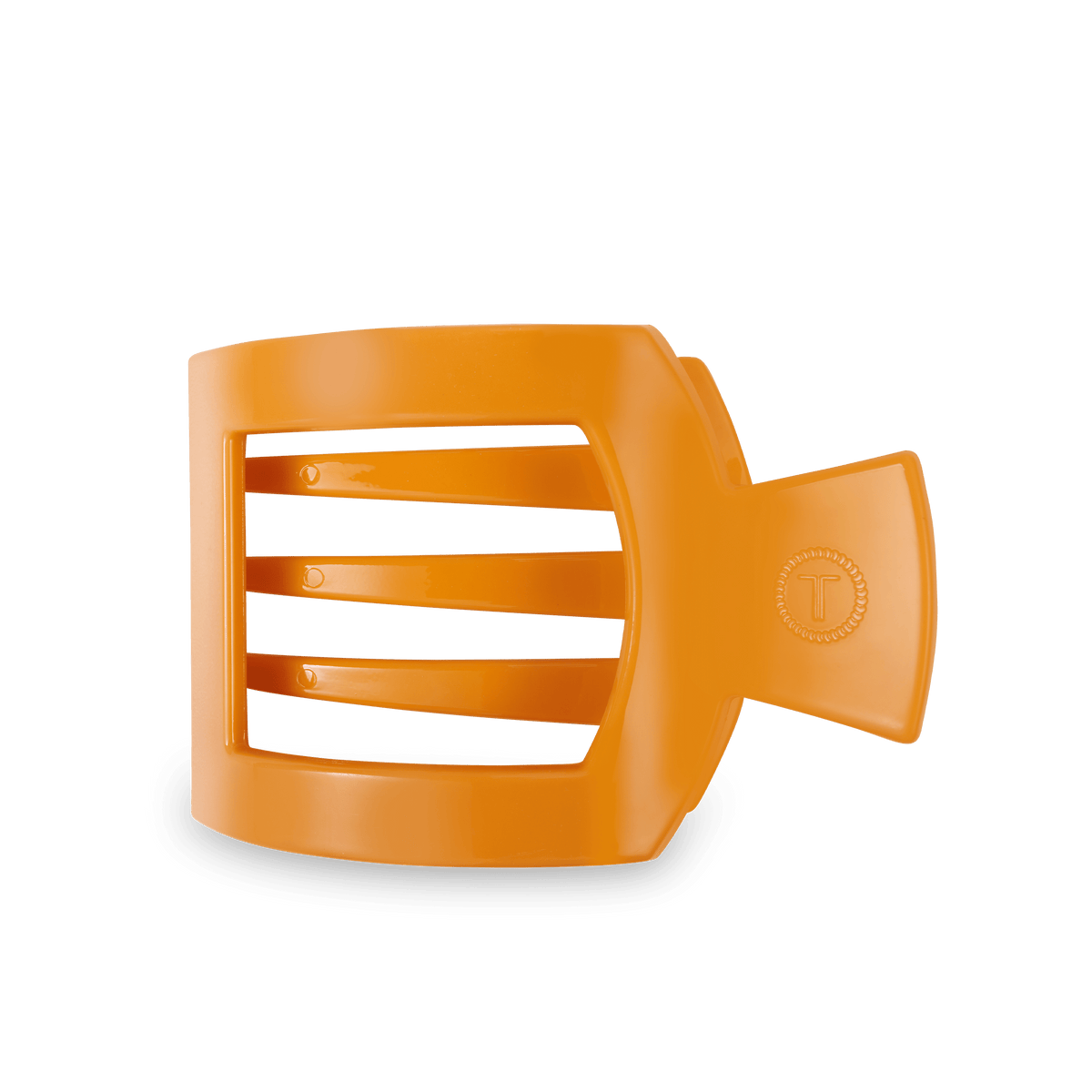 Mango for It! Large Flat Square Hair Clip | TELETIES 4.5" Nearly Unbreakable Orange Claw Clip