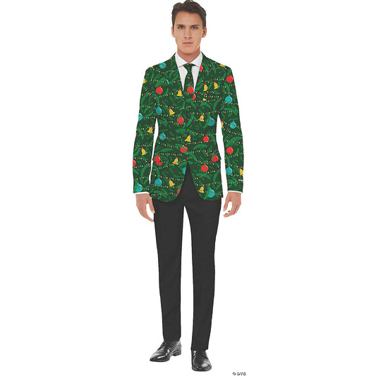Men's Green Christmas Jacket & Tie - XL
