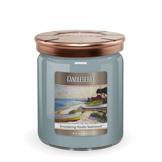 NOUVEAU™ - Smoldering Vanilla Teakwood™, 3 - Wick, Candy Jar Candle
