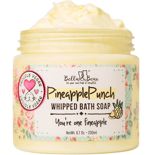 Bella & Bear Pineapple Punch Whipped Bath Soap, Moisturizing Wash 6.7oz