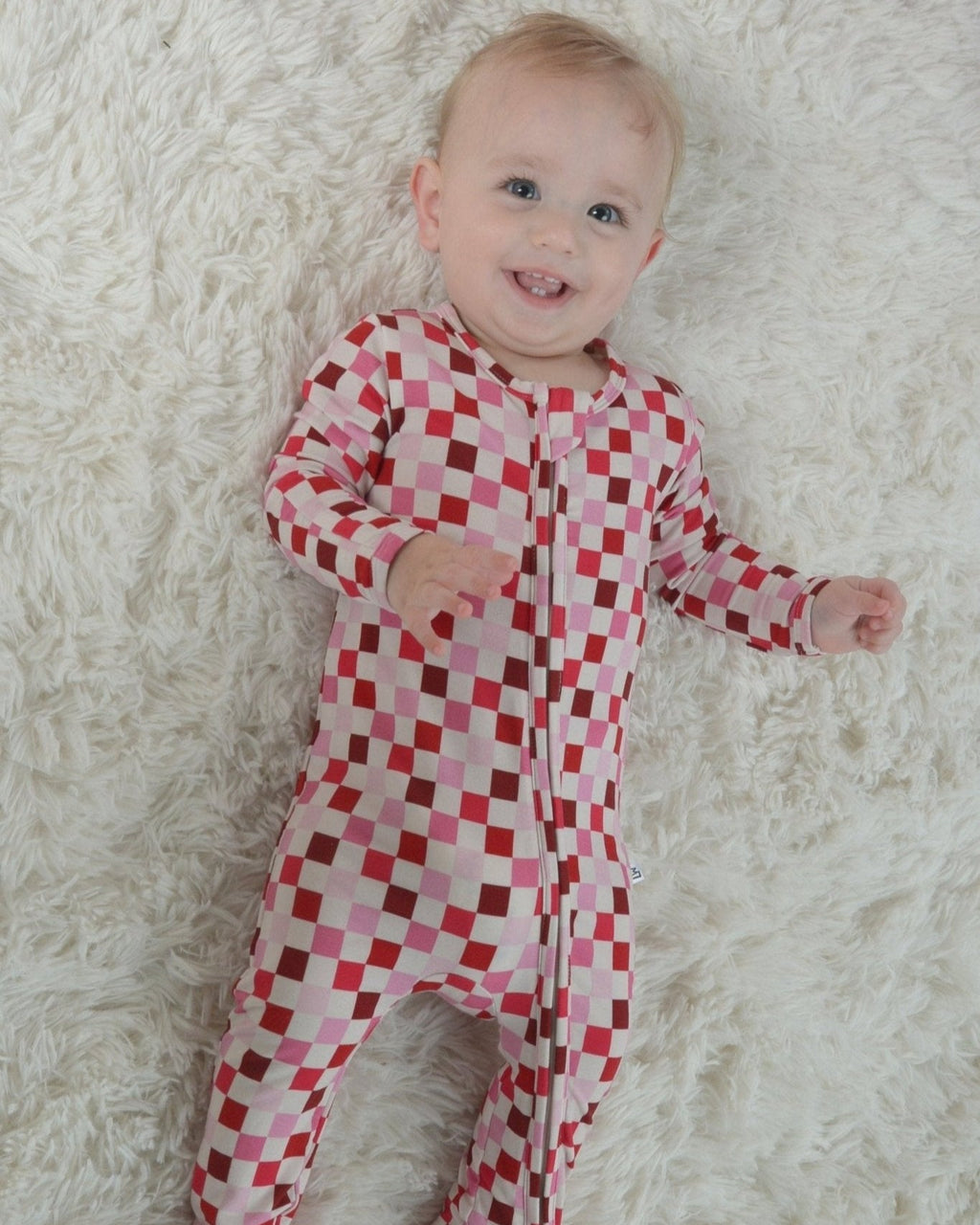 Checkered Zipper Footie