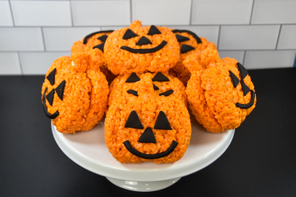 Halloween Pumpkin Jack O' Lantern Rice Crispie Treats