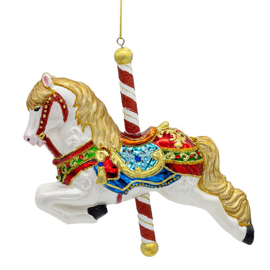 Bellissimo Glass Carousel Horse Ornament