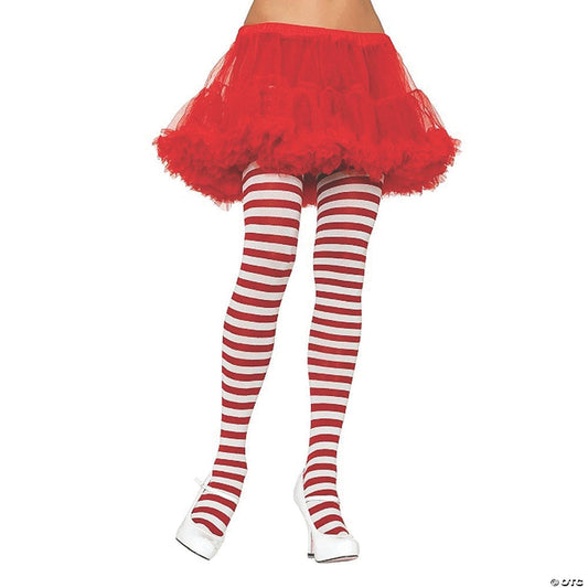 Red & White Striped Tights
