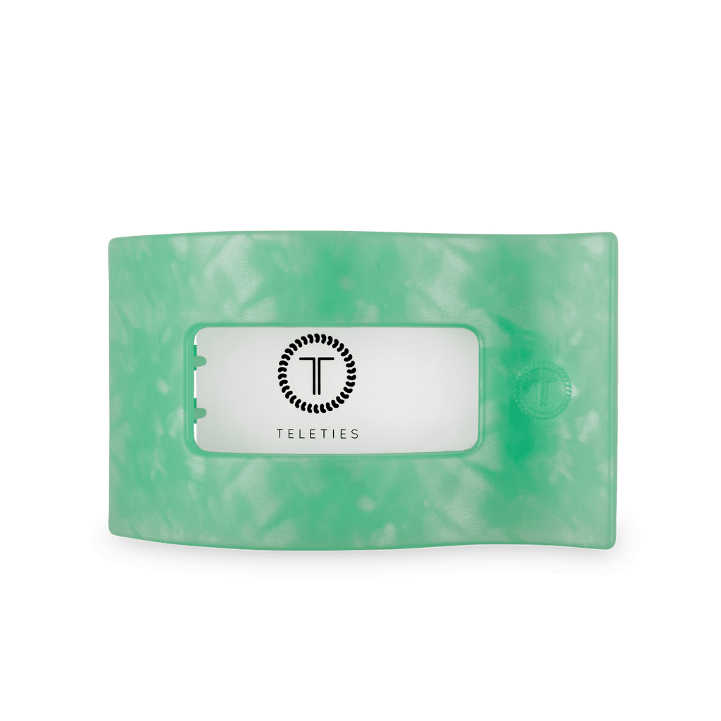 Spring Splash Large Flat Rectangle Hair Clip | TELETIES 4" Nearly Unbreakable Green Claw Clip
