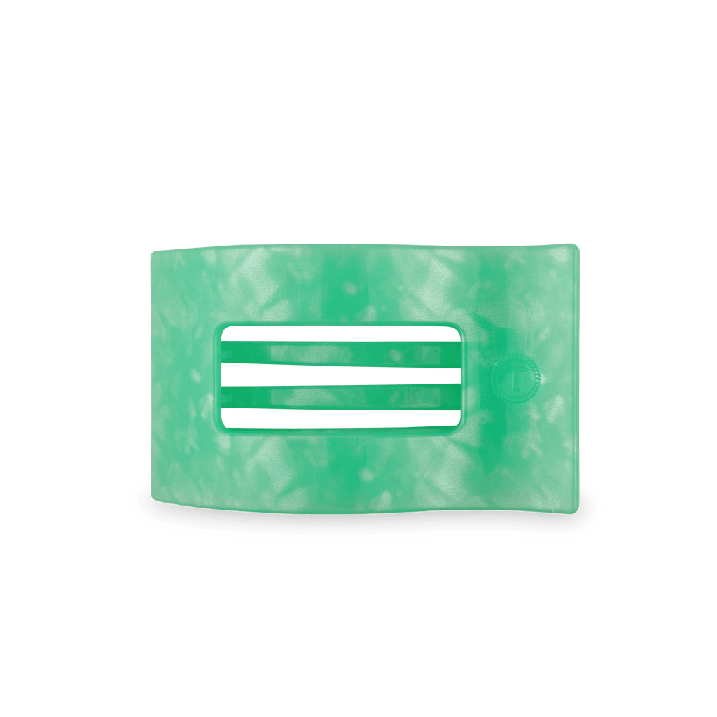 Spring Splash Medium Flat Rectangle Hair Clip | TELETIES 3.75" Nearly Unbreakable Green Claw Clip