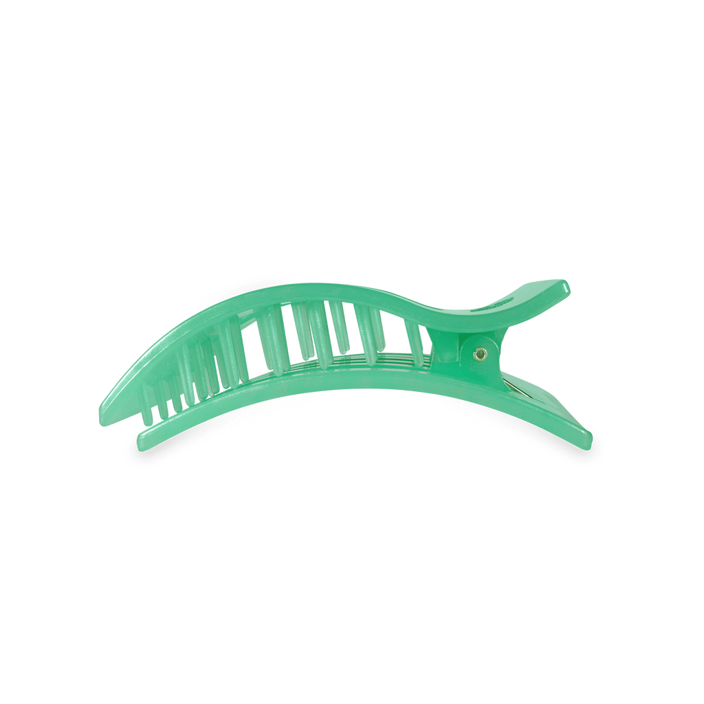 Spring Splash Medium Flat Rectangle Hair Clip | TELETIES 3.75" Nearly Unbreakable Green Claw Clip