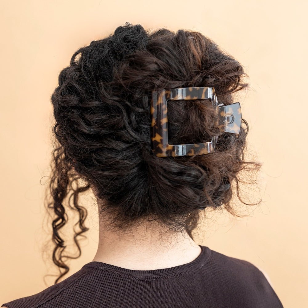 Tortoise Large Flat Square Hair Clip | TELETIES 4.5" Nearly Unbreakable Tortoise Shell Claw Clip