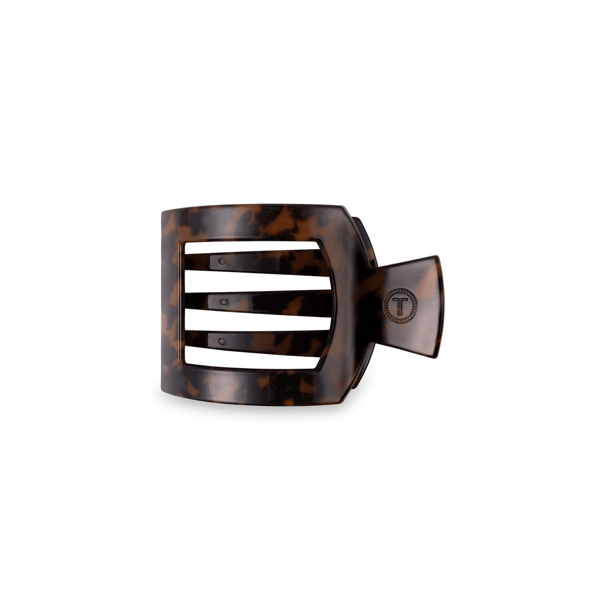 Tortoise Small Flat Square Hair Clip | TELETIES 3.4" Nearly Unbreakable Tortoise Shell Claw Clip