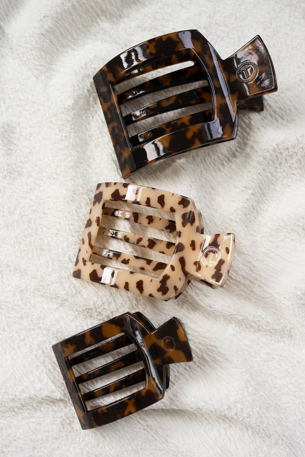 Tortoise Small Flat Square Hair Clip | TELETIES 3.4" Nearly Unbreakable Tortoise Shell Claw Clip