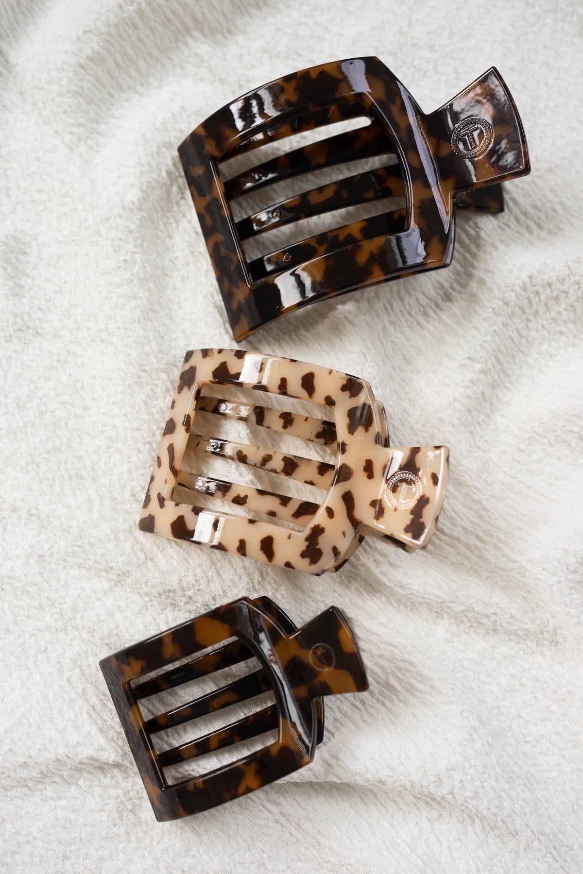 Tortoise Small Flat Square Hair Clip | TELETIES 3.4" Nearly Unbreakable Tortoise Shell Claw Clip