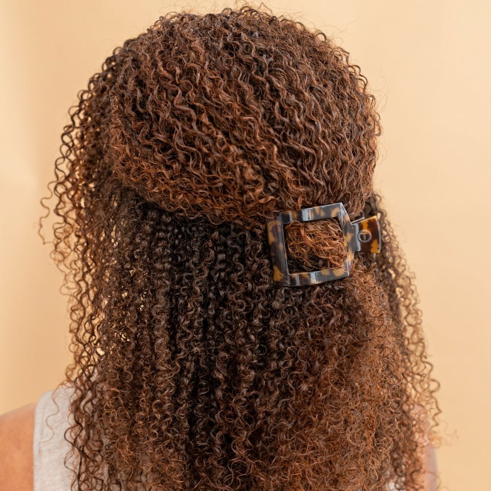 Tortoise Small Flat Square Hair Clip | TELETIES 3.4" Nearly Unbreakable Tortoise Shell Claw Clip