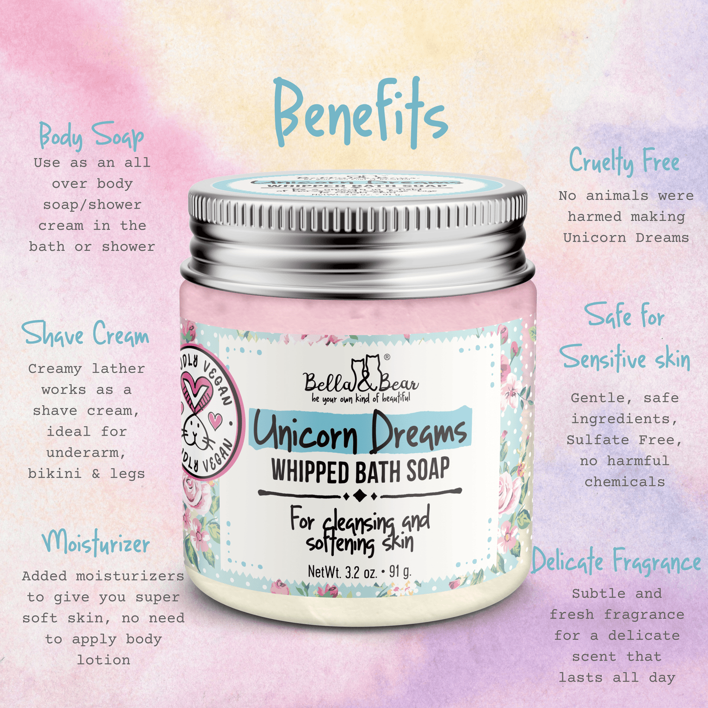 Unicorn Dreams Travel Size Whipped Bath Soap & Shave Cream